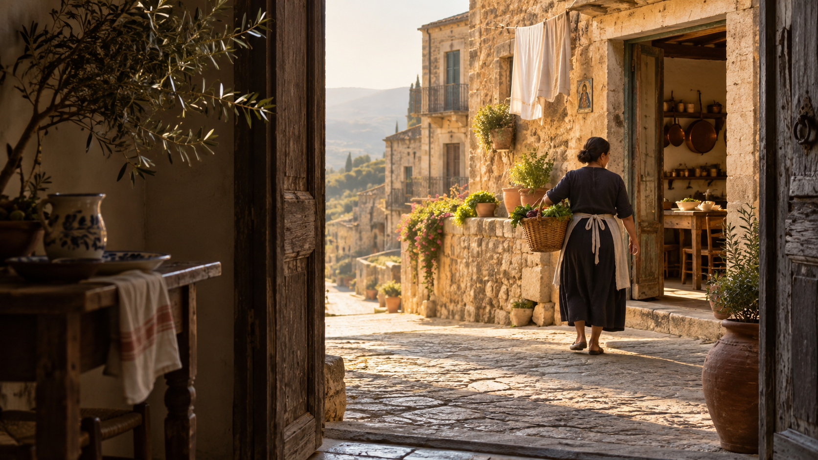 Mujer caminando por una calle de Sicilia — YFI Moreno Viajes de Autor